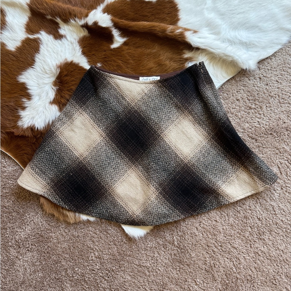 She + Sky Plaid Skirt in Black and Tan